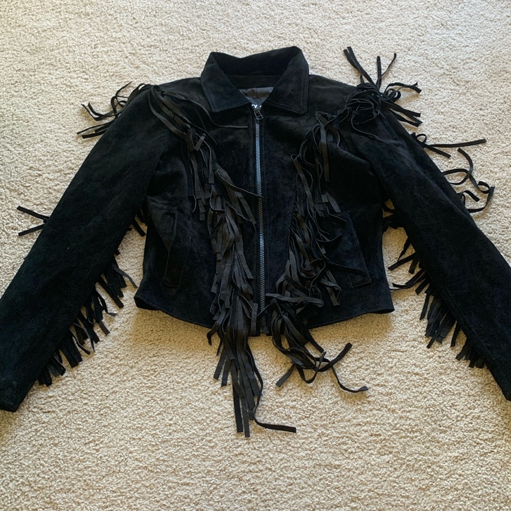 Nasty Gal suede fringe Leather Jacket Cowboy western small NWOT